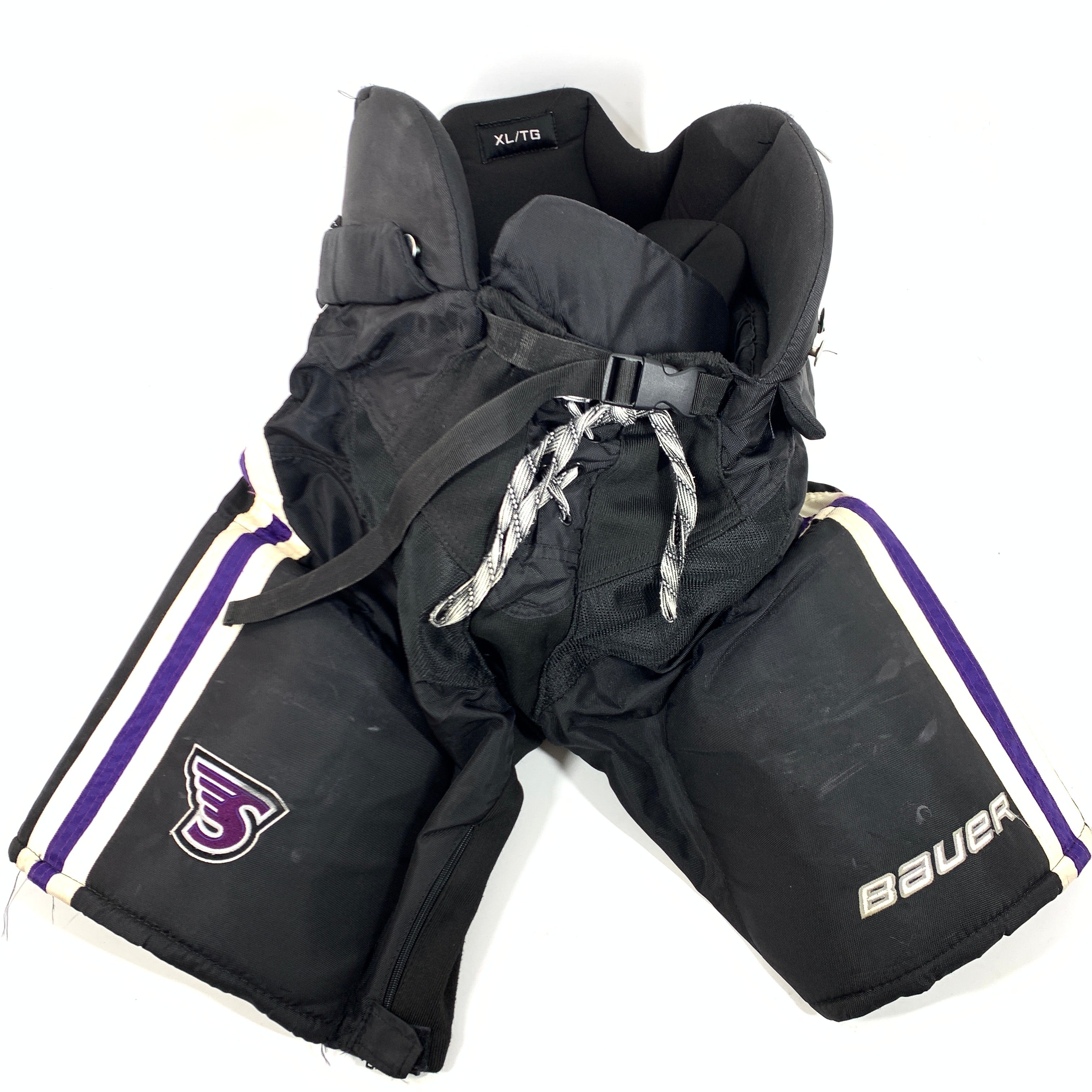 Bauer Supreme - Pantalon NCAA Pro Stock d'occasion (noir/violet)